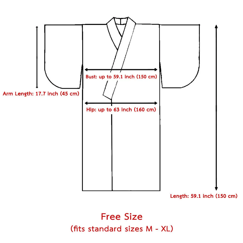 Japanese Gray Shogun Yukata Kimono Robe for Men