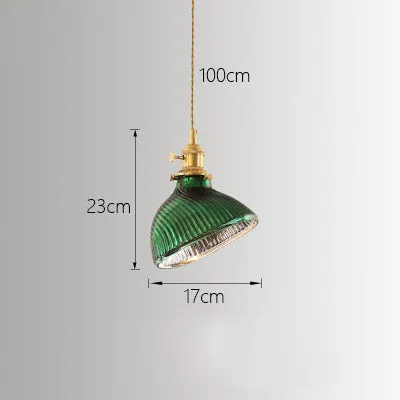 Japanese Style Minimalist Green Glass Chandelier and Wall Lamp