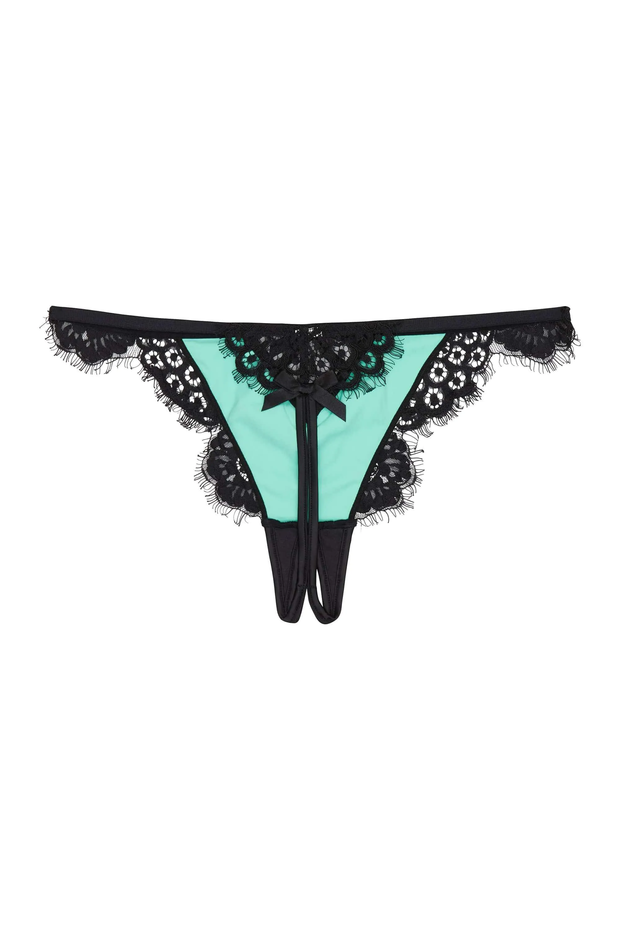 Jaquelina Mint Contrast Crotchless Thong