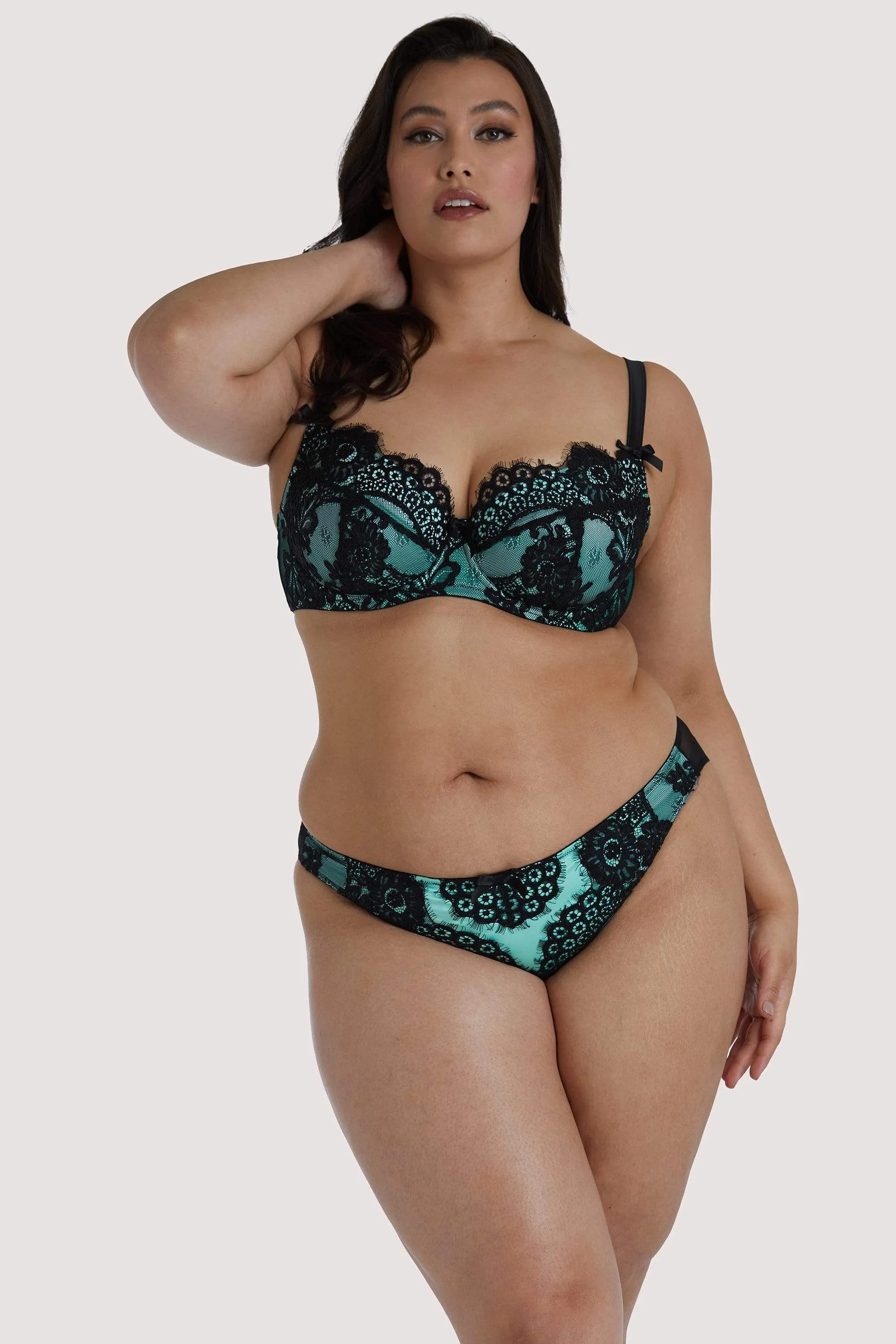 Jaquelina Mint Contrast Plunge Bra