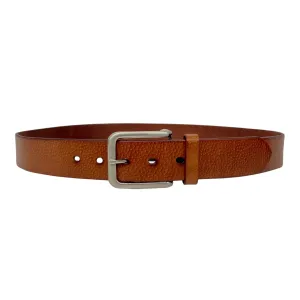 JARROD - Light Tan Genuine Leather Belt with Silver Buckle