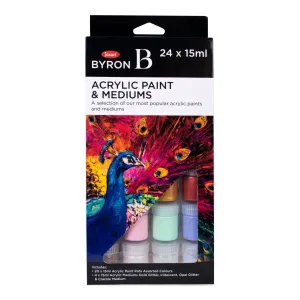 Jasart Byron Acrylic Paint & Medium 15ml Set 24 Pack