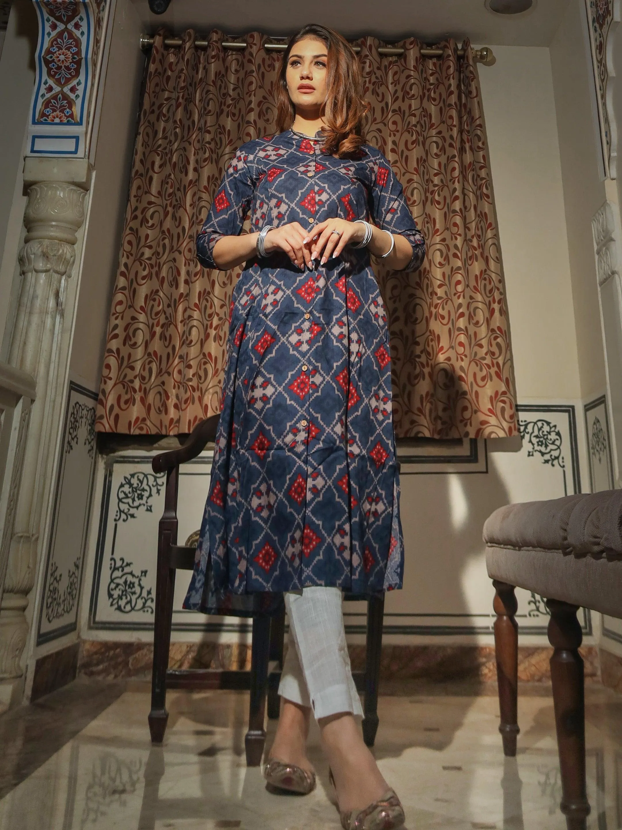 Jashvi A-Line Printed Rayon Kurta