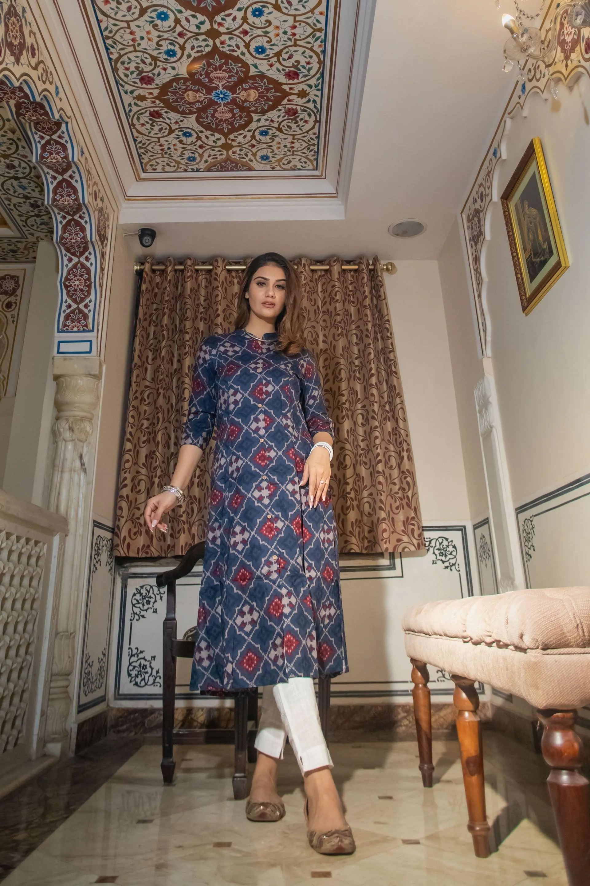 Jashvi A-Line Printed Rayon Kurta