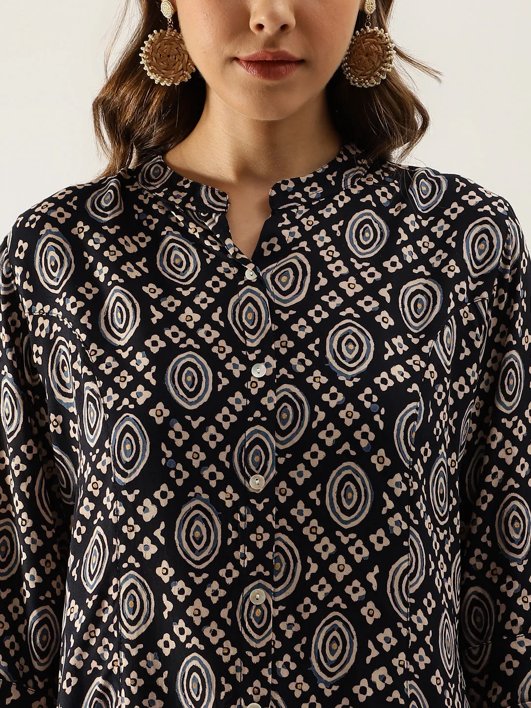 Jashvi Black Asymetric Printed  top