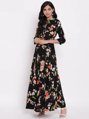 Jashvi black floor length rayon kurti