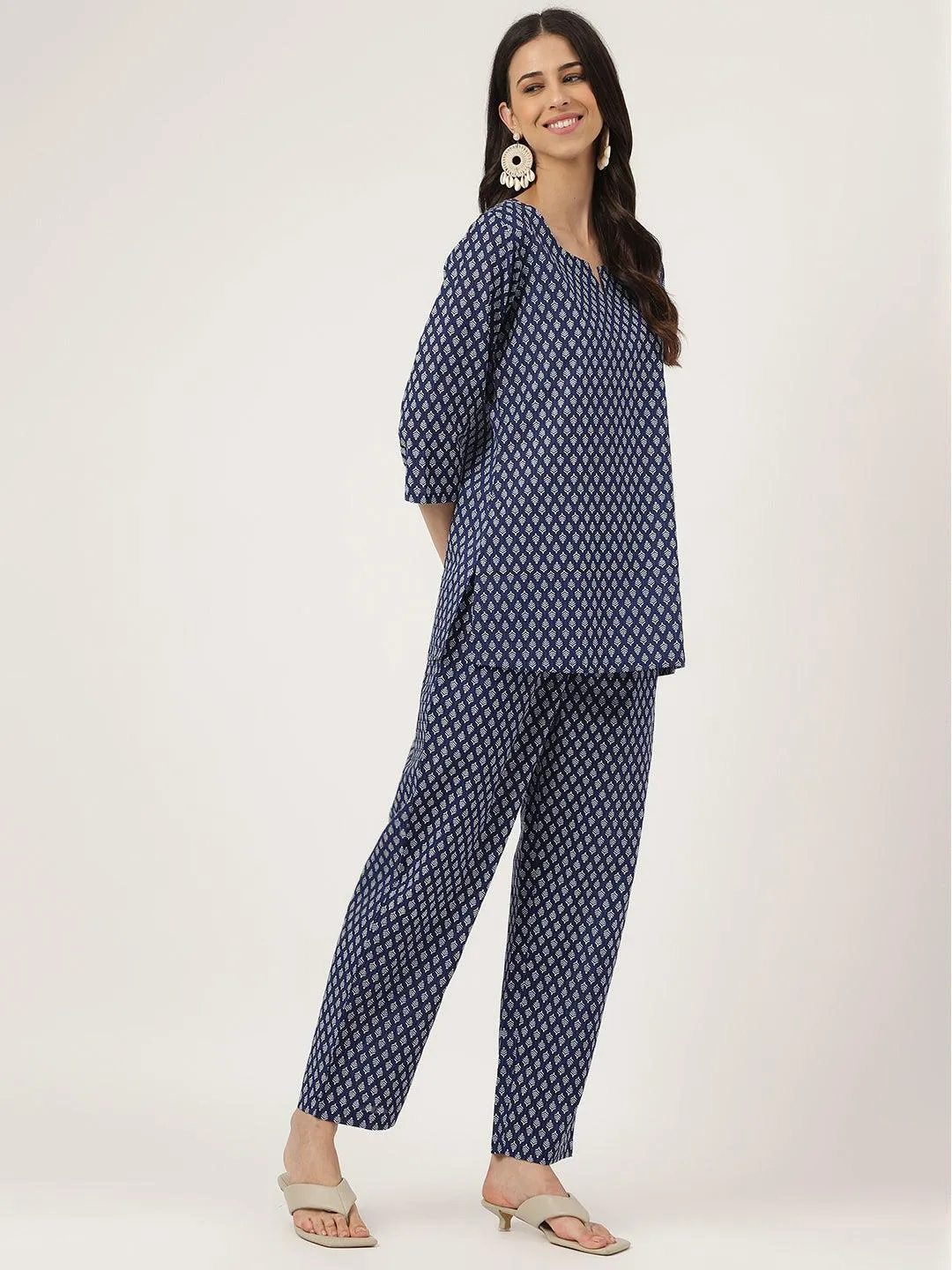 Jashvi Blue Printed Loungewear/Nightwear