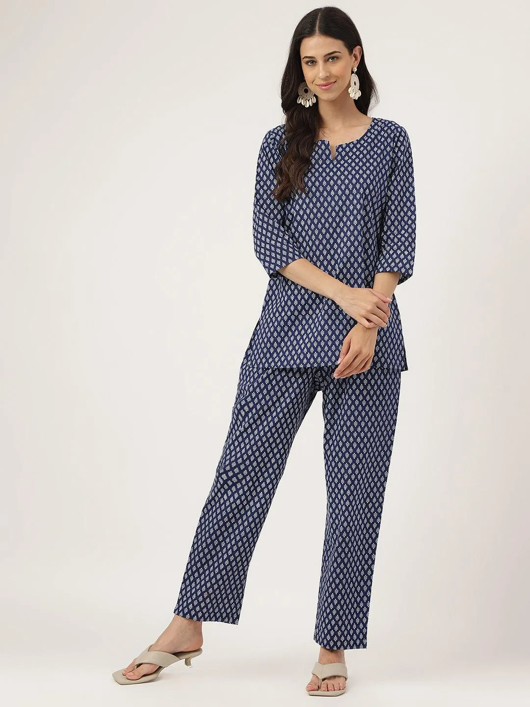 Jashvi Blue Printed Loungewear/Nightwear