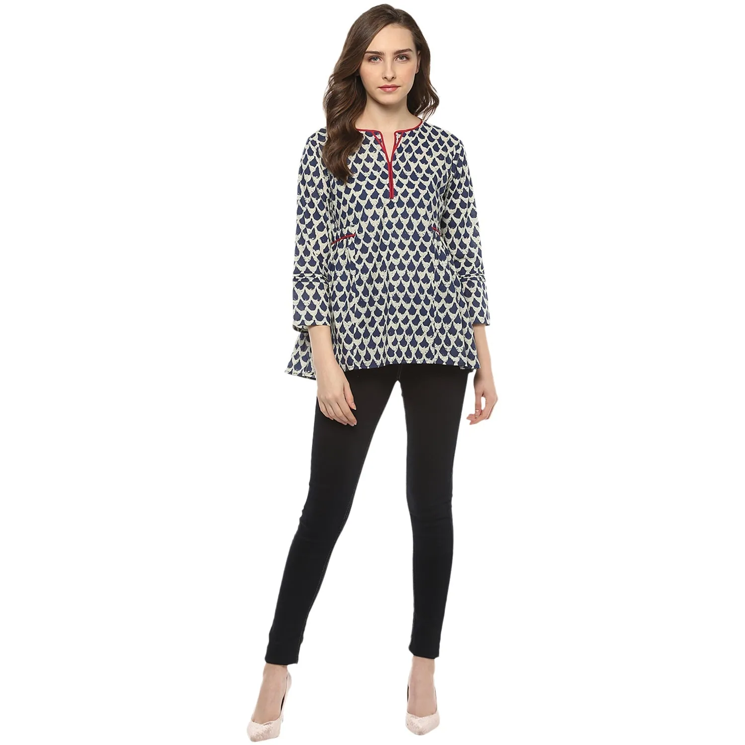 Jashvi Blue Printed  Top