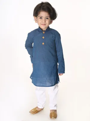 Jashvi Boys Blue Pure Cotton Kurta