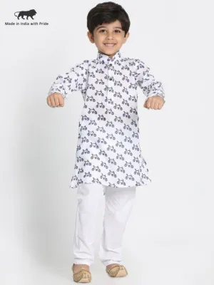 Jashvi Boy's Cycle Print Kurta And Pyjama Set