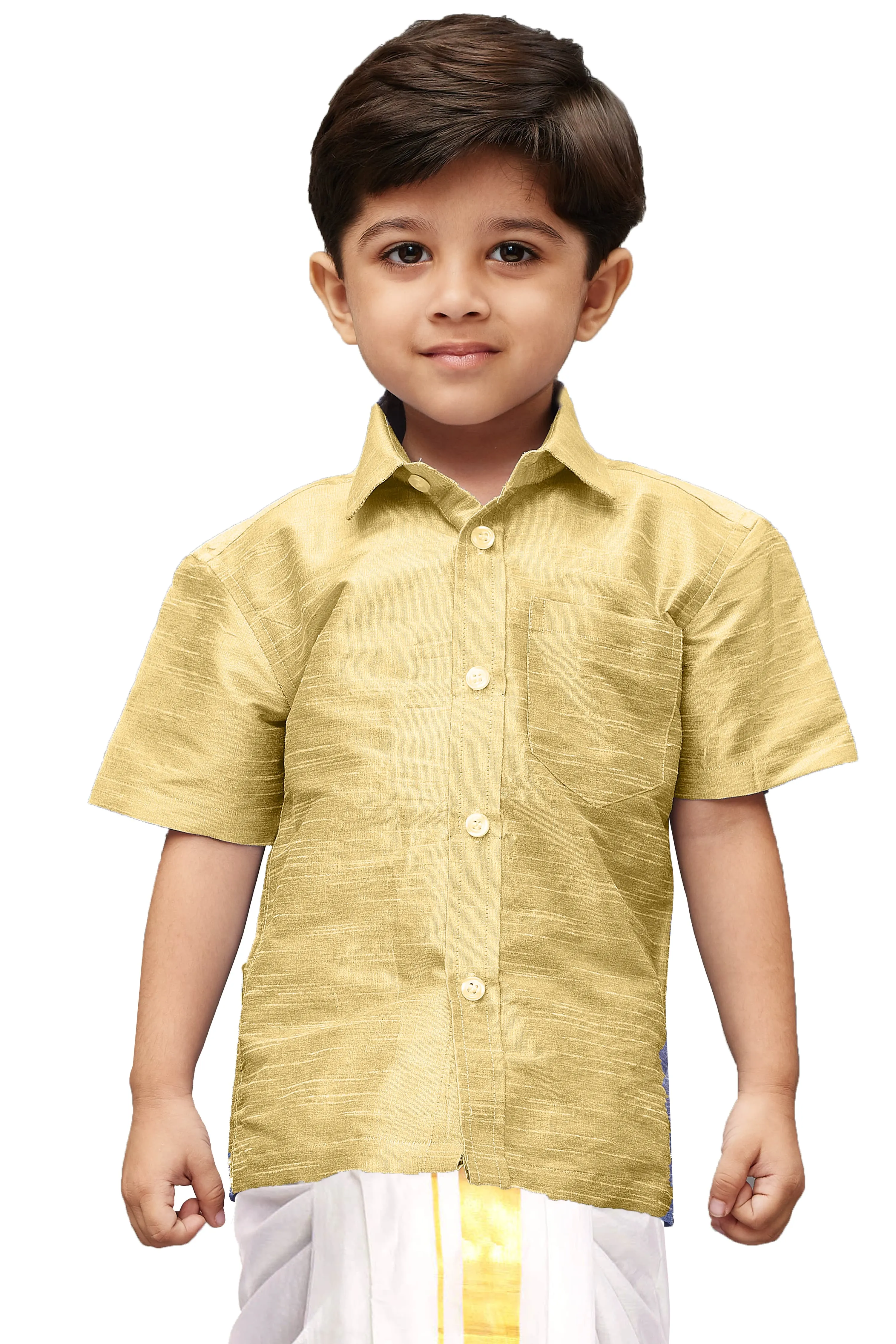 Jashvi Boys  Gold Opaque Ethnic Shirt