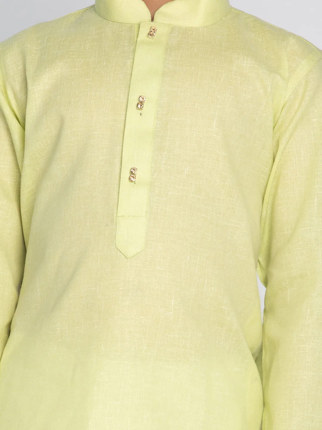 Jashvi Boys' Green And White Kurta Pyjama Set