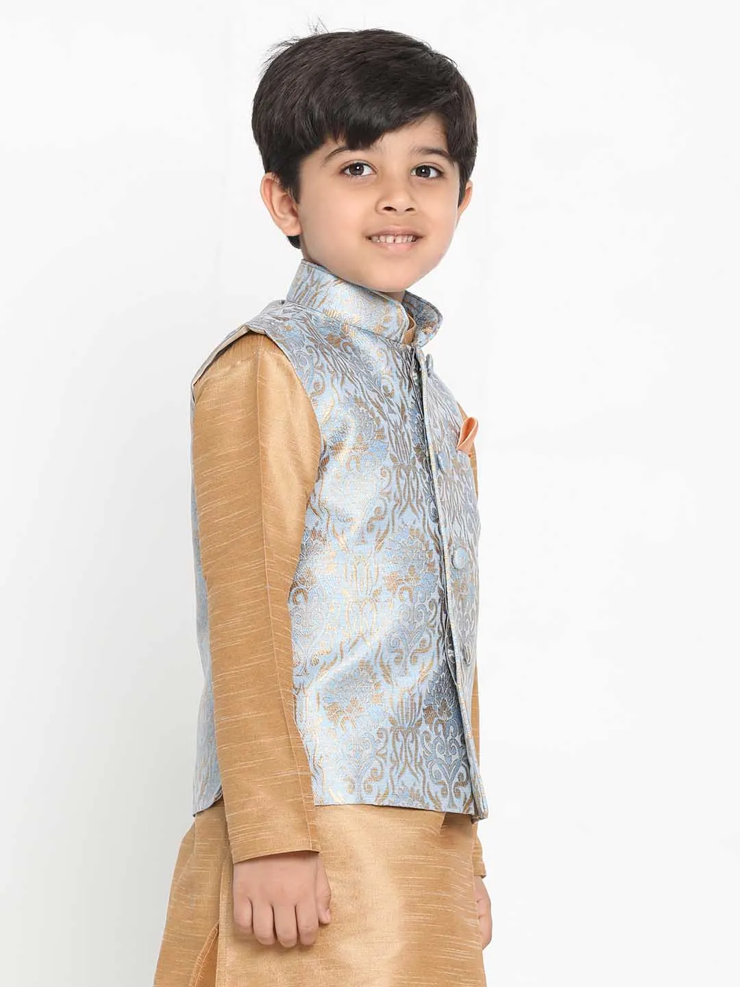 Jashvi Boys' Grey Silk Blend Jacket