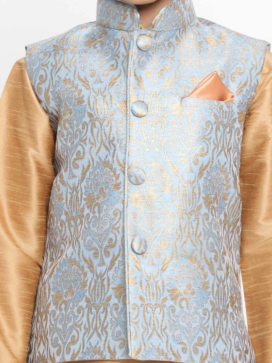 Jashvi Boys' Grey Silk Blend Jacket