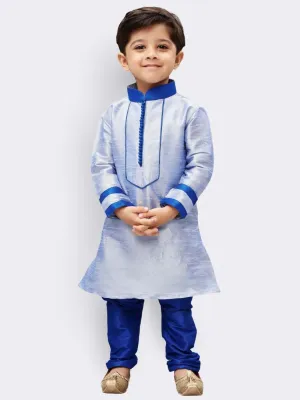 Jashvi Boys' Light Blue Cotton Silk Kurta and Pyjama Set