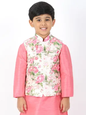 Jashvi Boys Multicolor-Base-Cream Nehru Jacket