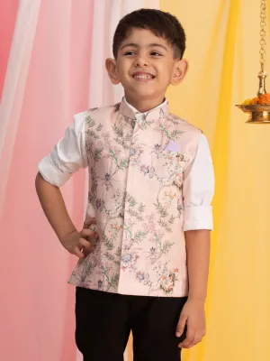 Jashvi Boys' Pink Ethnic Jacket