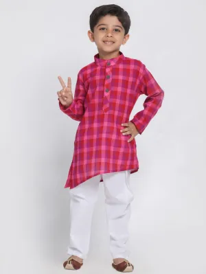 Jashvi Boys' Purple Cotton Kurta and Pyjama Set