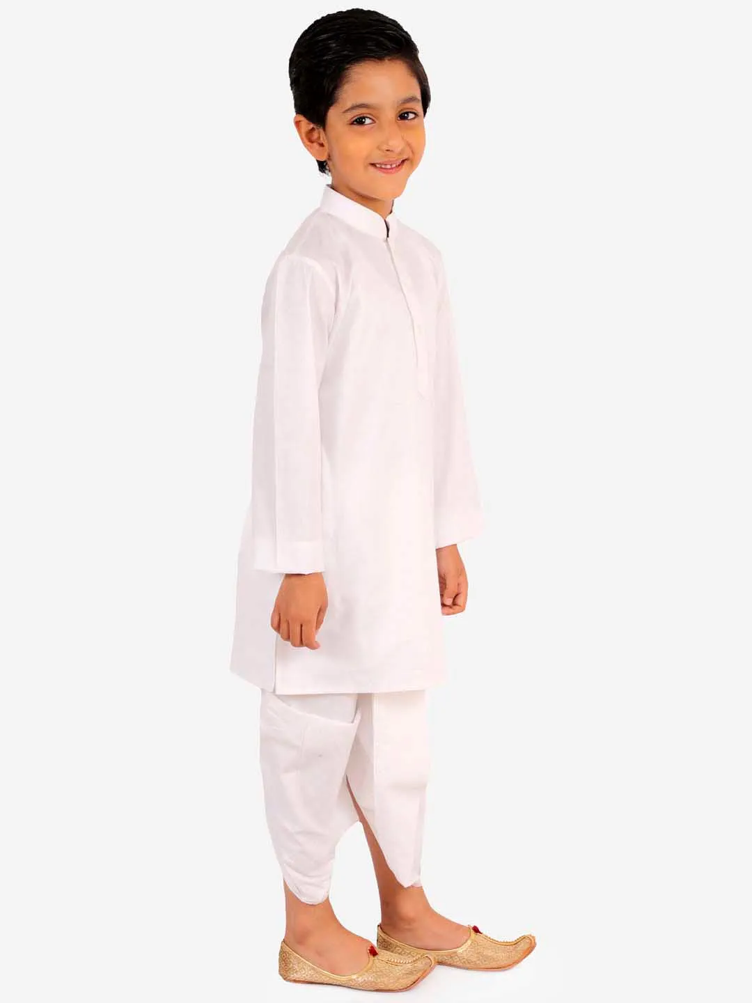 Jashvi Boy's White Kurta and Dhoti Set