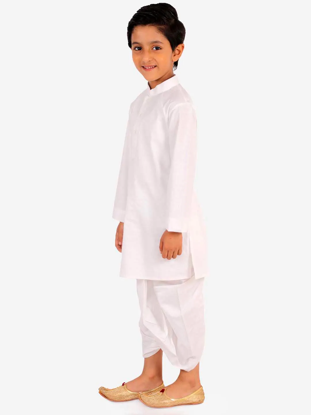 Jashvi Boy's White Kurta and Dhoti Set