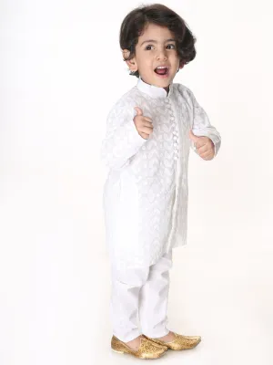 Jashvi Boys White Pure Cotton Kurta Pyjama Set