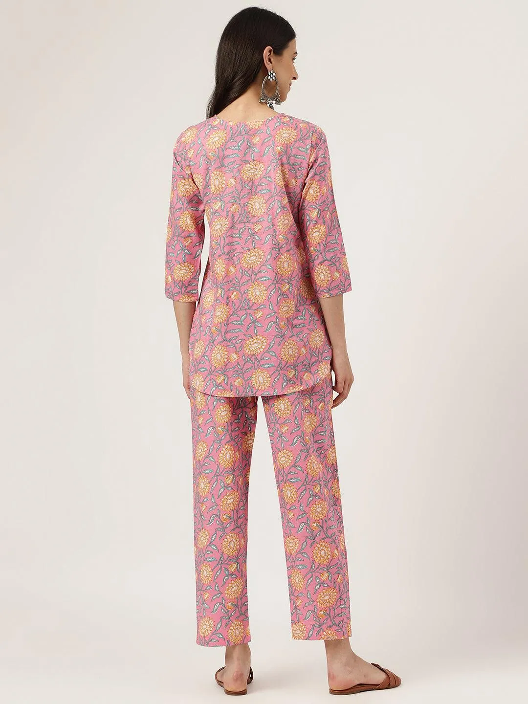 Jashvi Dark Pink Printed Loungewear/Nightwear