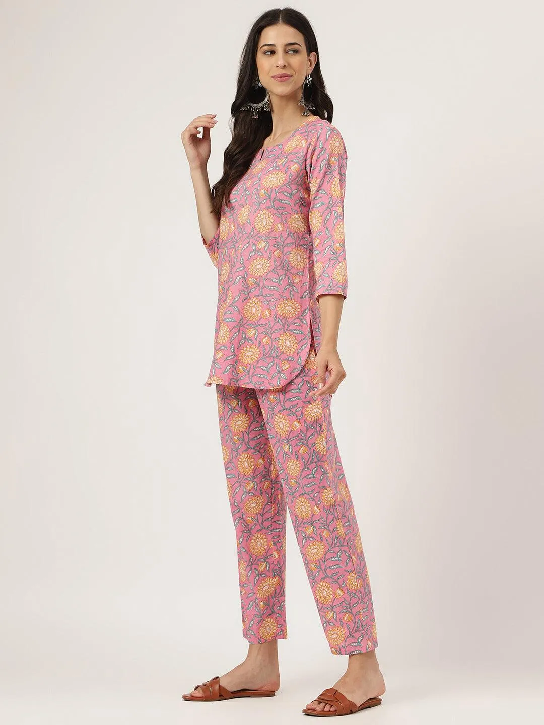 Jashvi Dark Pink Printed Loungewear/Nightwear