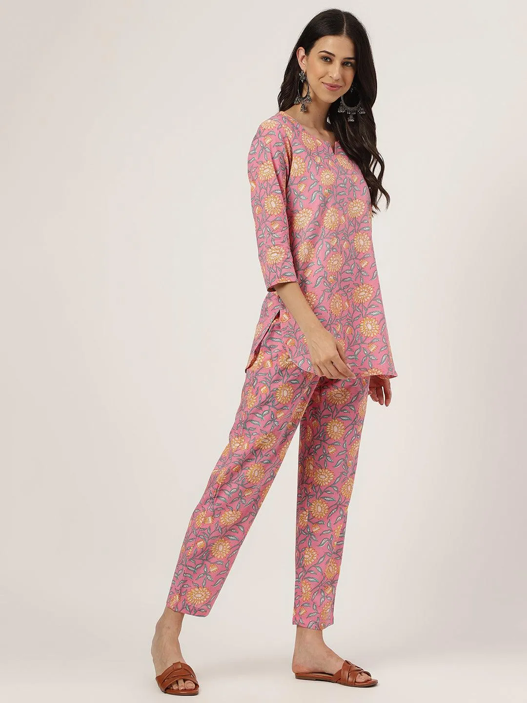 Jashvi Dark Pink Printed Loungewear/Nightwear