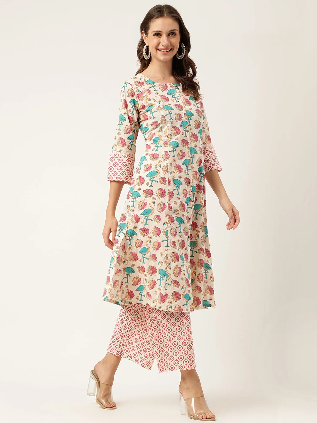 Jashvi Floral Cotton Kurta with Trouser set