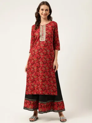 Jashvi Floral Printed Cotton Kurta with Sharara Set