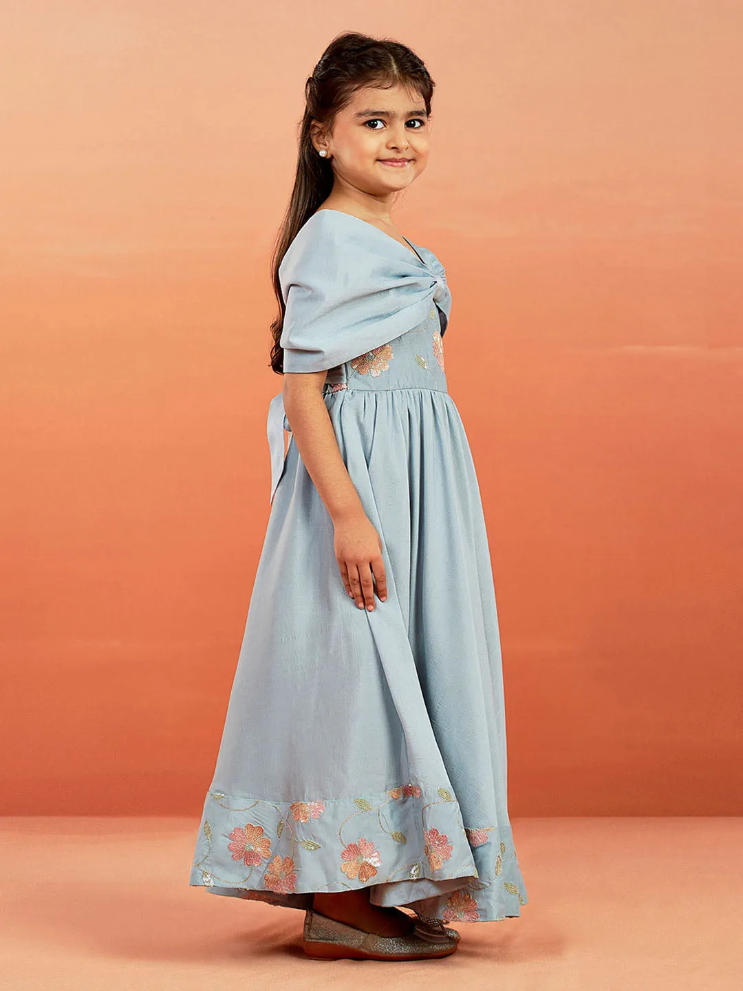 Jashvi Girls' Aqua Gown