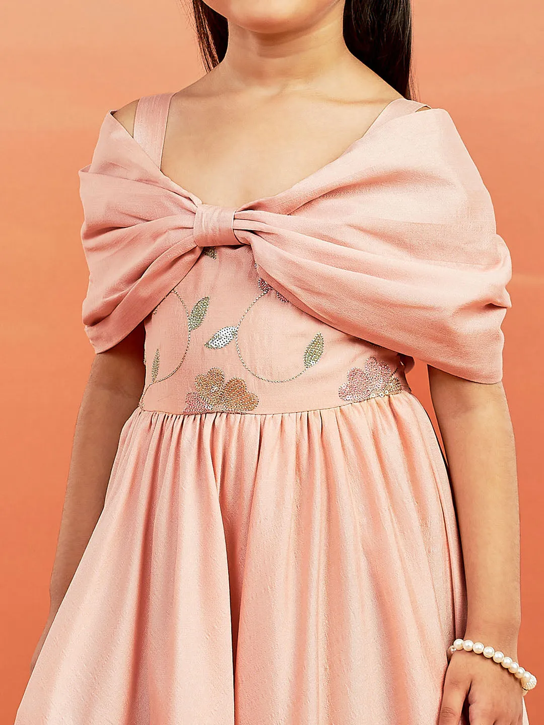 Jashvi Girls' Peach Gown