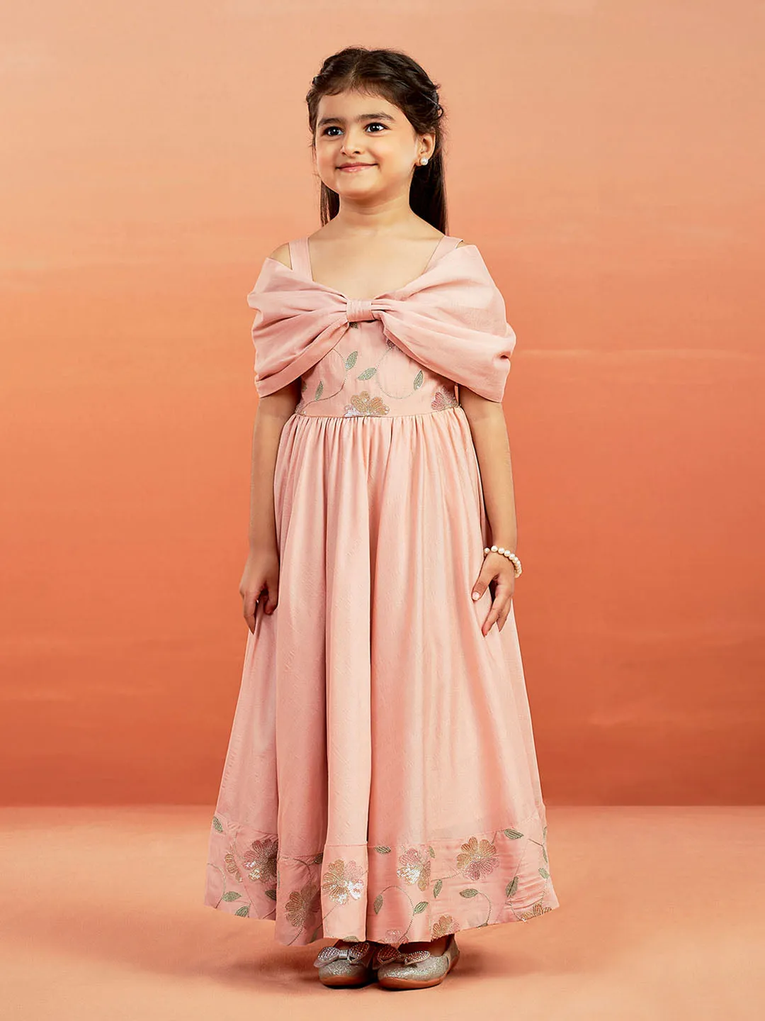 Jashvi Girls' Peach Gown