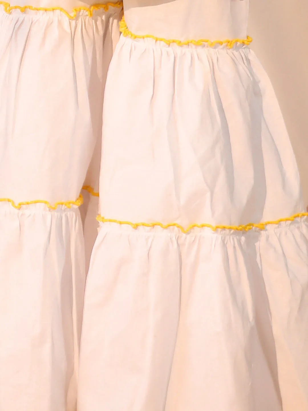 Jashvi Girls' Yellow and White Kurta, Sharara and Dupatta Set