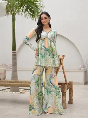 Jashvi Green Digital Printed Muslin Co-ord set