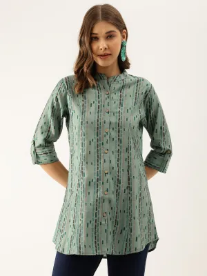 Jashvi Green Printed Modal Chanderi Regular Fit Top