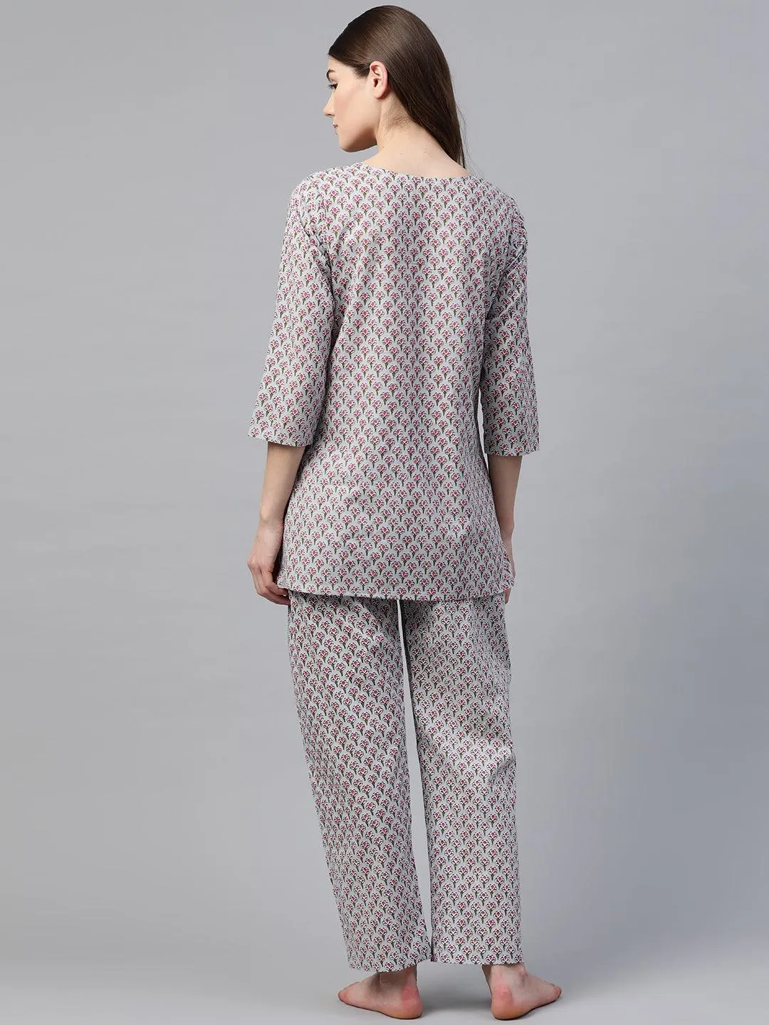 Jashvi Grey Printed Loungewear/Nightwear