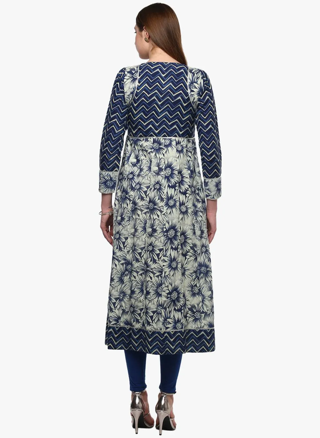 Jashvi Indigo Printed Anarkali