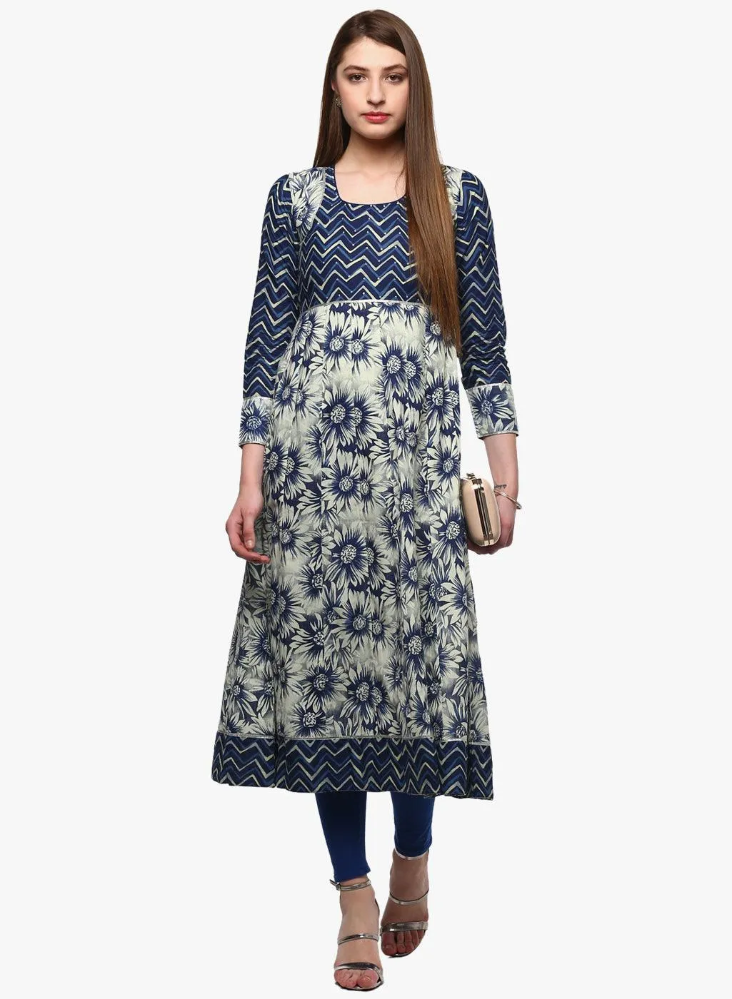 Jashvi Indigo Printed Anarkali