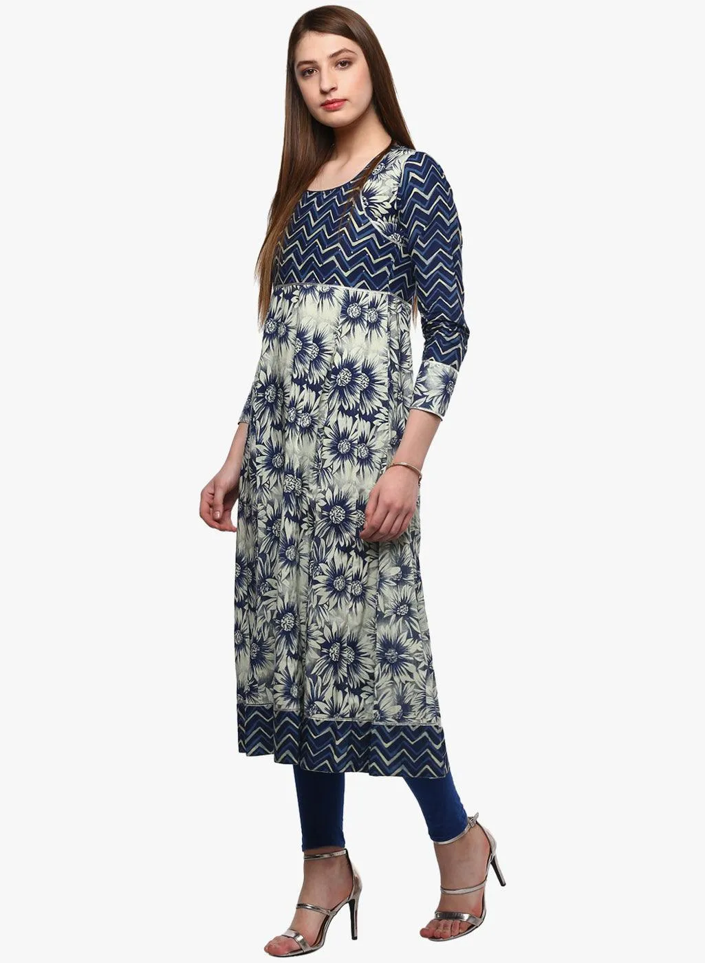 Jashvi Indigo Printed Anarkali