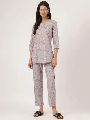 Jashvi Lavender Printed Loungewear/Nightwear