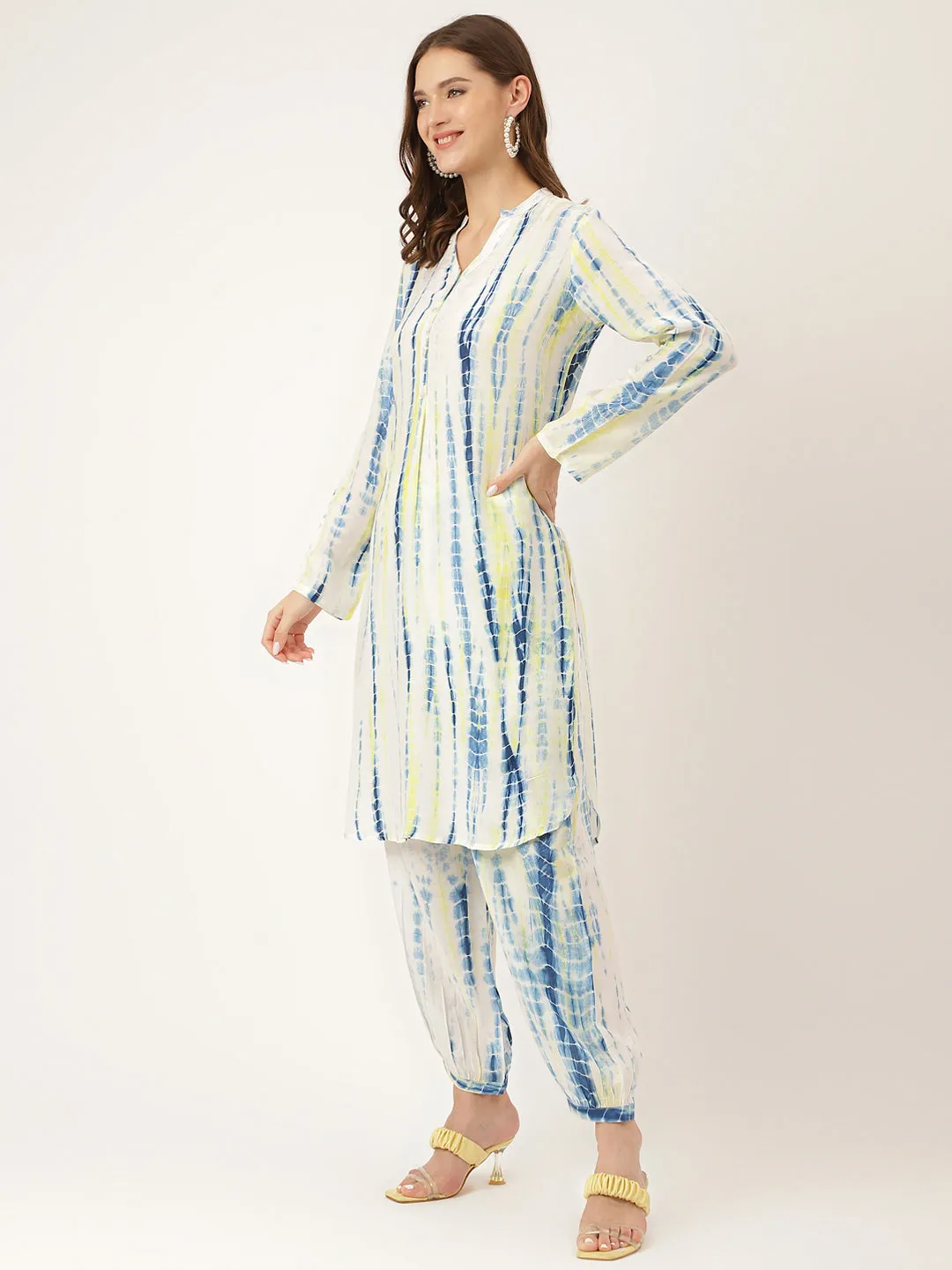 Jashvi Light Blue Tie Dye Muslin Co Ord Set