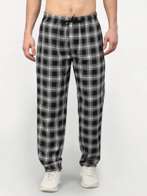 Jashvi Men's Black Cotton Checked Track Pants