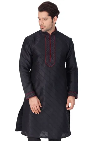 Jashvi Men's Black Silk Blend Kurta