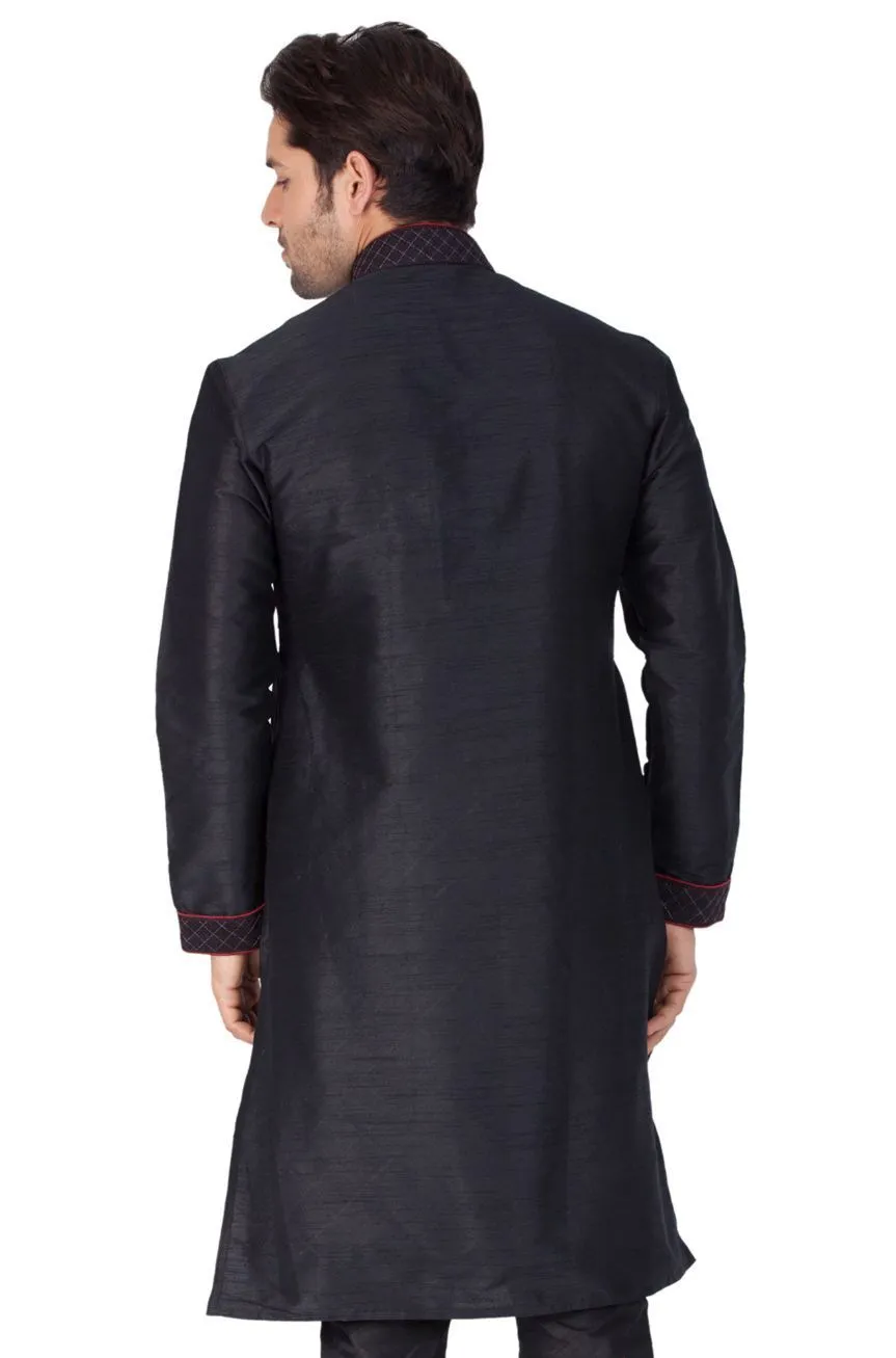 Jashvi Men's Black Silk Blend Kurta