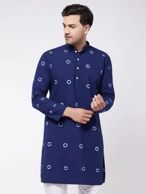 Jashvi Men's Blue and White Tie and Dye Kurta