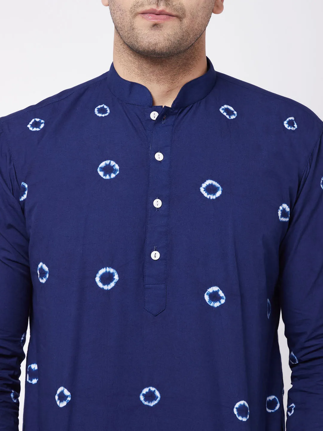 Jashvi Men's Blue and White Tie and Dye Kurta