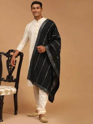 Jashvi Men's Cream Kurta Pyjama And Dupatta Set