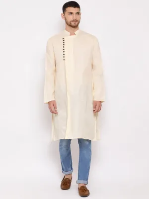 Jashvi Men's Cream Mix Cotton Kurta